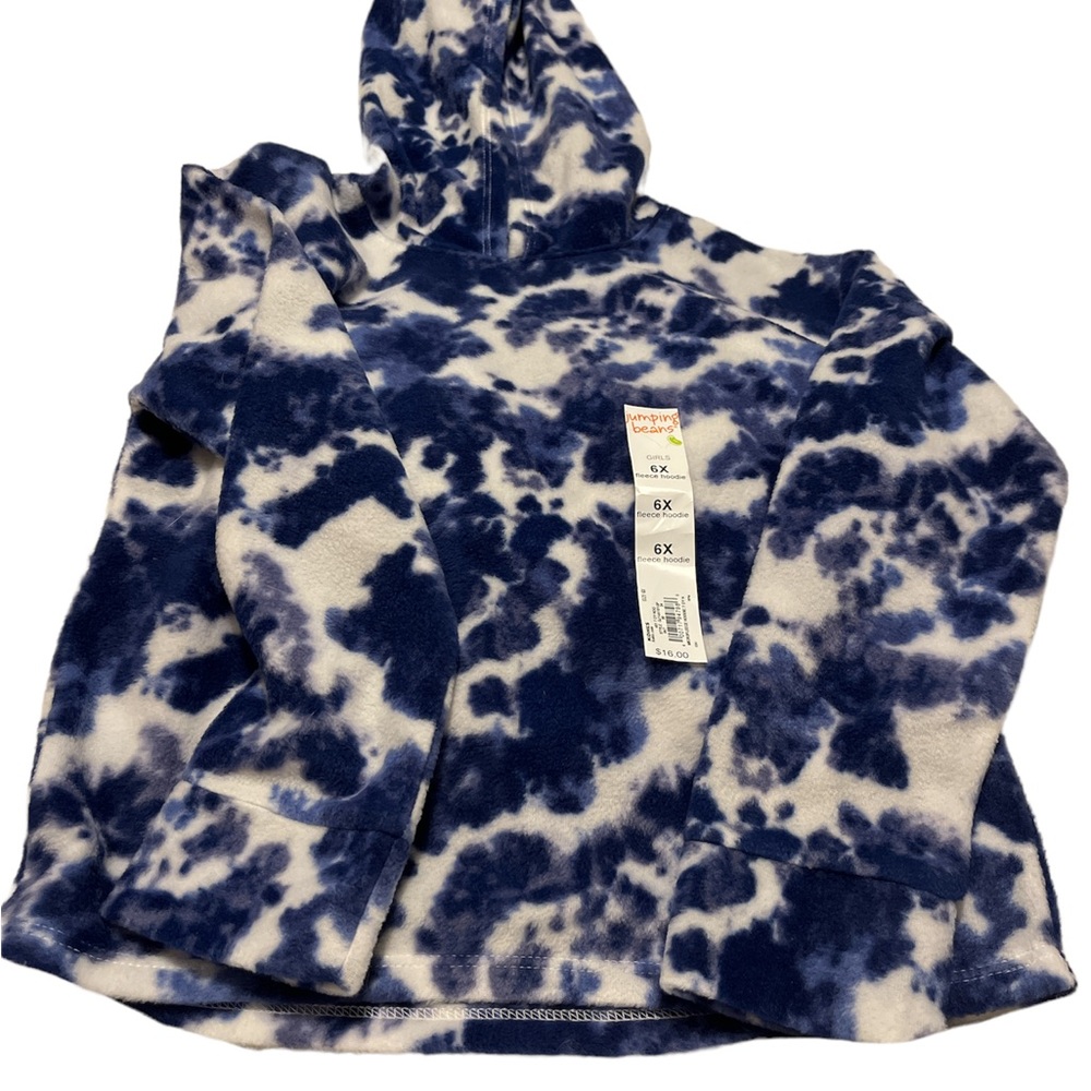 Girls Jumping Beans Tie-Dye Indigo Microfleece Hoodie Size 6x NWT.